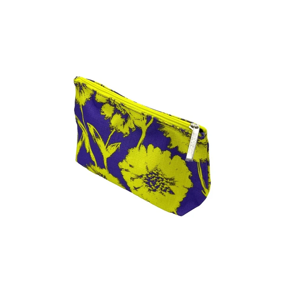 Clinique Floral Cosmetic‎ Makeup Travel Bag Yellow Purple 9x6x3-Set of 15